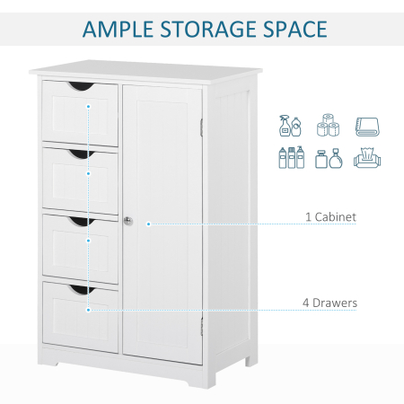  Mobila de Baie cu Usa Basculanta si Sertare Alb 56 x 30 x83cm [3]