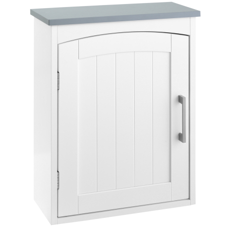 Baie -  Mobilier Baie de Perete cu Polita Reglabila, 41x18,5x52 cm, Alb si Gri
