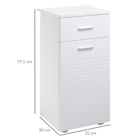  Mobilier Baie din Lemn cu Sertar si Dulapior 1 Usa cu Polite, 35x30x77,5 cm [2]