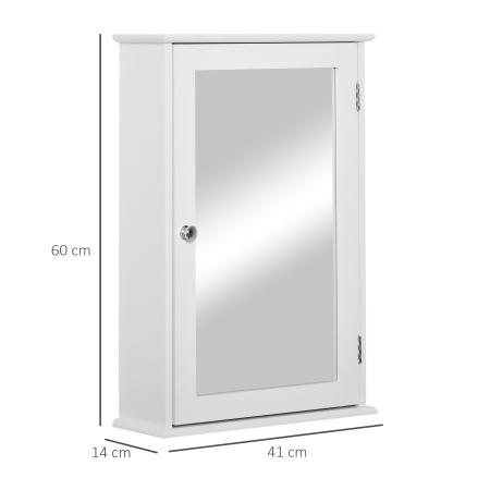  Mobilier Baie Suspendat cu Oglinda si Usa cu Inchidere Magnetica, 41x14x60cm - Alb [2]
