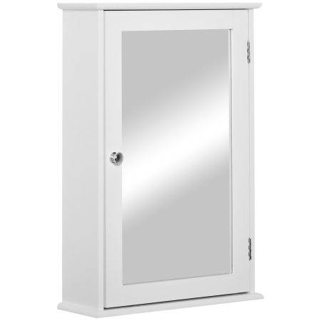 Mobilier pentru baie -  Mobilier Baie Suspendat cu Oglinda si Usa cu Inchidere Magnetica, 41x14x60cm - Alb