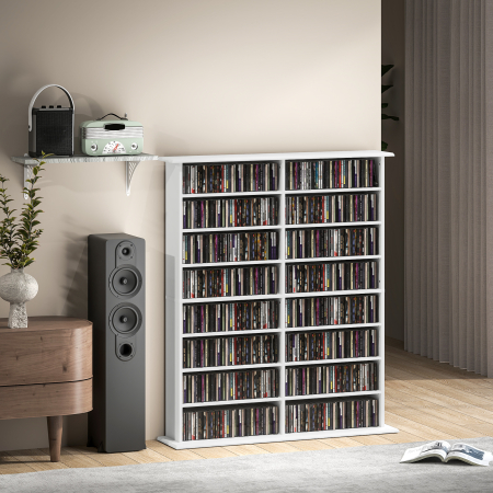  Mobilier Biblioteca cu 16 Rafturi pentru 720 CD-uri din Lemn 106.5x24x126.3 cm Negru [8]