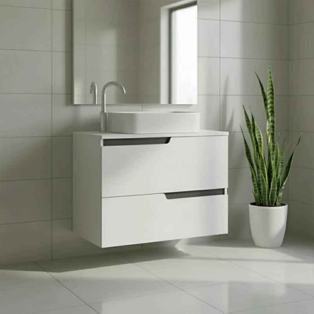 Mobilier cu blat Fluminia Bari 60, blat 2cm inclus, 2 sertare soft close, alb mat [2]