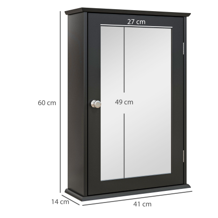  Mobilier de Baie Dulap Suspendat cu Oglinda 41x14x60cm Negru [2]