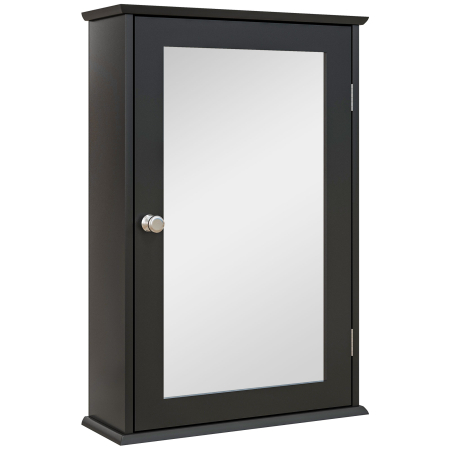 Dulapuri baie -  Mobilier de Baie Dulap Suspendat cu Oglinda 41x14x60cm Negru