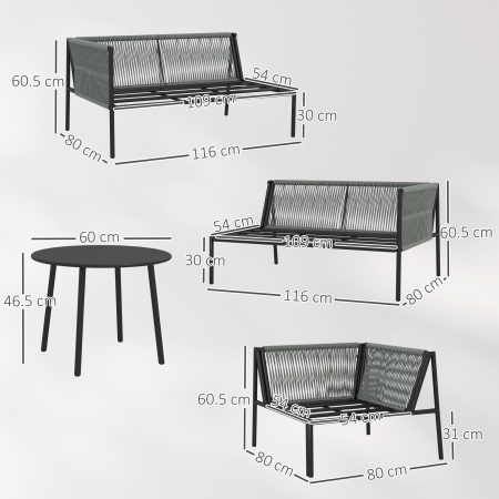  Mobilier de Gradina din Ratan cu Coltar Modular, Masuta de Cafea si Perne, Gri [2]