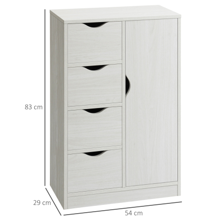  Mobilier Dulap Baie cu 4 Sertare si 2 Niveluri, Modern si Practic pentru Baie, 54x29x83 cm, Alb [2]