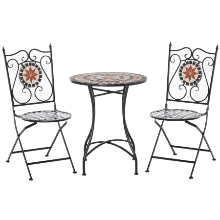 Gradina & balcon -  Mobilier Gradina 3 Piese - 2 Scaune & Masa Mozaic Metalica