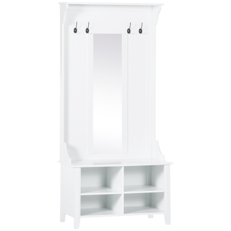 Living & hol -  mobilier hol, cuier si oglinda, 80x40x170cm, alb