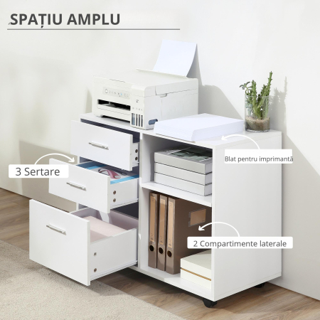  Mobilier Imprimanta - Alb, cu Sertare, Rafturi si Roti [5]