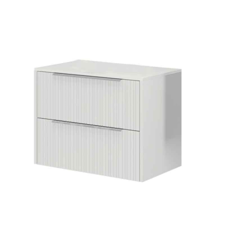 Baie - Mobilier lavoar Fluminia Istria 80, front riflat, lavoar incastrat, 2 sertare soft close, alb mat