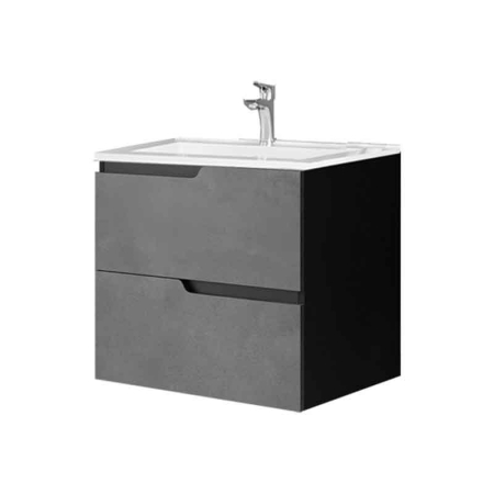 Mobilier pentru baie - Mobilier lavoar incastrat Fluminia Bari 60, 2 sertare soft close, manere frezate, urban grey