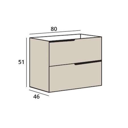 Mobilier lavoar incastrat Fluminia Bari 80, 2 sertare soft close, manere frezate, urban grey [1]