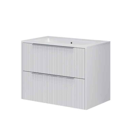 Baie - Mobilier lavoar incastrat Fluminia Istria 80, front riflat, 2 sertare soft close, alb mat
