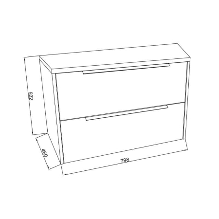 Mobilier lavoar pe blat Fluminia Istria 80, capac fix, front neted, maner negru, mattone [3]