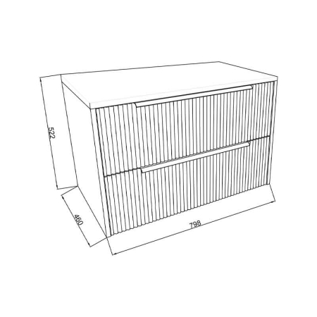 Mobilier lavoar pe blat Fluminia Istria 80, capac fix, front riflat, 2 sertare soft close, mattone [3]