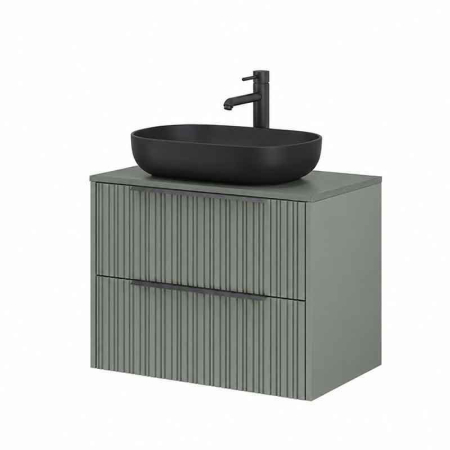 Baie - Mobilier lavoar pe blat Fluminia Istria 80, capac fix, front riflat, 2 sertare soft close, salvia