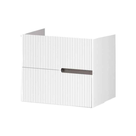 Baie - Mobilier lavoar pe blat Fluminia Malta, finisaj riflat, 60cm, 2 sertare soft close, alb
