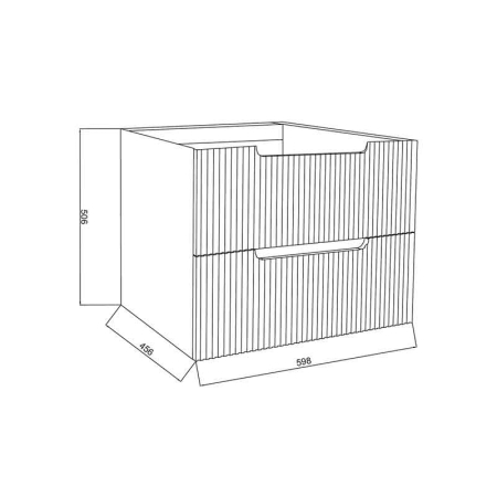 Mobilier lavoar pe blat Fluminia Malta, finisaj riflat, 60cm, 2 sertare soft close, Rovere Oro [2]