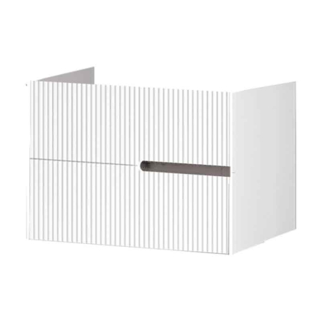Baie - Mobilier lavoar pe blat Fluminia Malta, finisaj riflat, 80cm, 2 sertare soft close, alb
