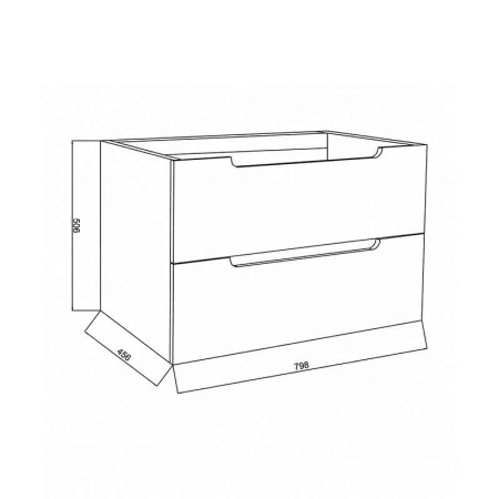 Mobilier lavoar pe blat Fluminia Malta, finisaj rugos, 80cm, 2 sertare soft close, almond [2]
