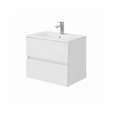 Mobilier pentru baie - Mobilier lavoar suspendat Fluminia Genova 60, modular, 2 sertare soft close, alb lucios