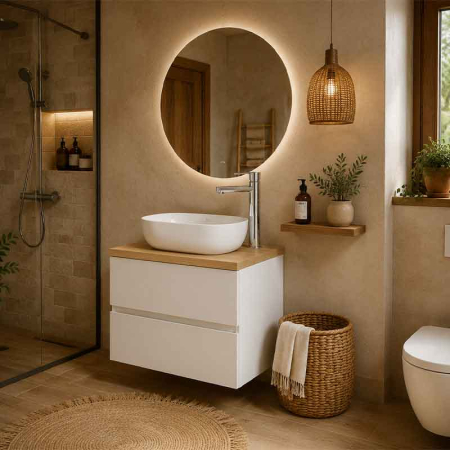 Mobilier lavoar suspendat Fluminia Genova 60, modular, 2 sertare soft close, alb lucios [5]