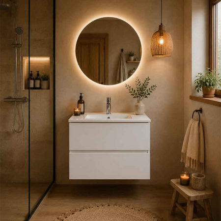 Mobilier lavoar suspendat Fluminia Genova 60, modular, 2 sertare soft close, alb lucios [1]