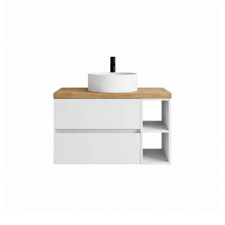 Mobilier lavoar suspendat Fluminia Genova 60, modular, 2 sertare soft close, alb lucios [9]