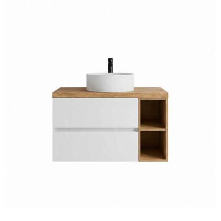 Mobilier lavoar suspendat Fluminia Genova 60, modular, 2 sertare soft close, alb lucios [7]