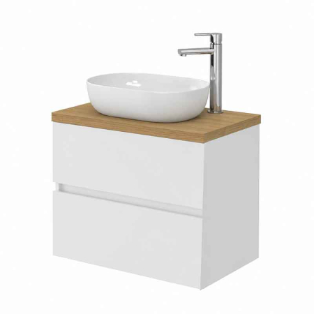 Mobilier lavoar suspendat Fluminia Genova 60, modular, 2 sertare soft close, alb lucios [4]