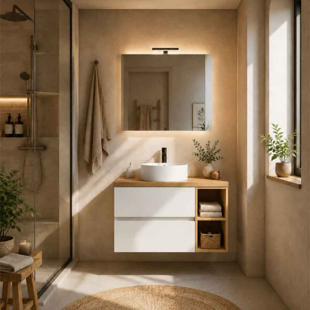 Mobilier lavoar suspendat Fluminia Genova 60, modular, 2 sertare soft close, alb lucios [8]
