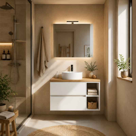 Mobilier lavoar suspendat Fluminia Genova 60, modular, 2 sertare soft close, alb lucios [10]