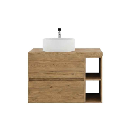 Mobilier lavoar suspendat Fluminia Genova 60, modular, 2 sertare soft close, Rovere Naturale [1]