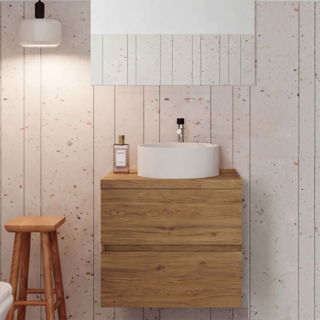 Mobilier lavoar suspendat Fluminia Genova 60, modular, 2 sertare soft close, Rovere Naturale [5]