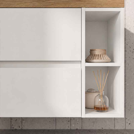 Mobilier lavoar suspendat Fluminia Genova 80, modular, 2 sertare soft close, alb lucios [6]