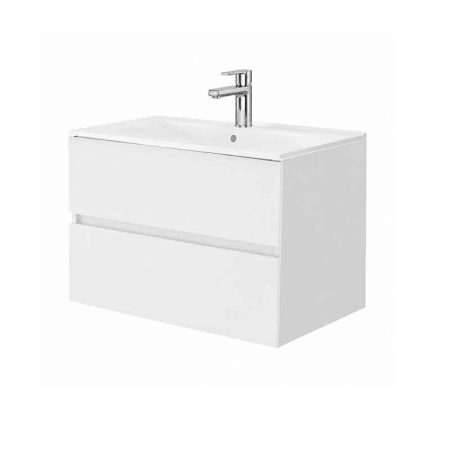 Mobilier pentru baie - Mobilier lavoar suspendat Fluminia Genova 80, modular, 2 sertare soft close, alb lucios