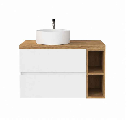 Mobilier lavoar suspendat Fluminia Genova 80, modular, 2 sertare soft close, alb lucios [7]