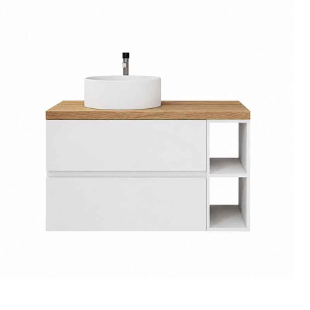 Mobilier lavoar suspendat Fluminia Genova 80, modular, 2 sertare soft close, alb lucios [4]