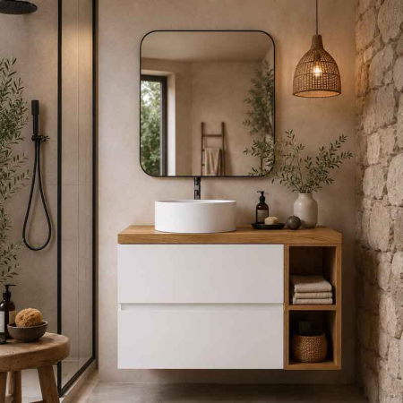 Mobilier lavoar suspendat Fluminia Genova 80, modular, 2 sertare soft close, alb lucios [8]