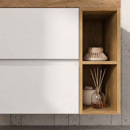 Mobilier lavoar suspendat Fluminia Genova 80, modular, 2 sertare soft close, alb lucios [9]