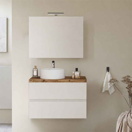 Mobilier lavoar suspendat Fluminia Genova 80, modular, 2 sertare soft close, alb lucios [3]