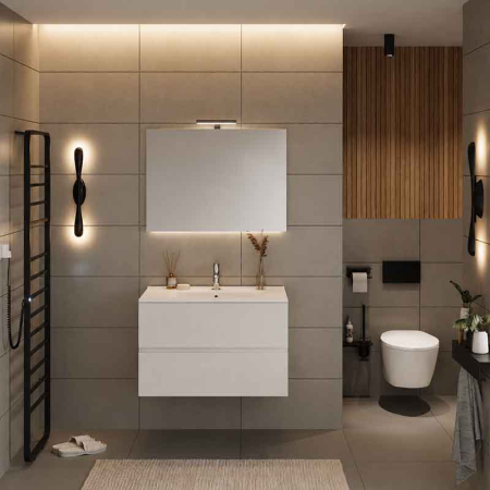 Mobilier lavoar suspendat Fluminia Genova 80, modular, 2 sertare soft close, alb lucios [1]