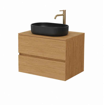 Mobilier lavoar suspendat Fluminia Genova 80, modular, 2 sertare soft close, Rovere Natural [2]