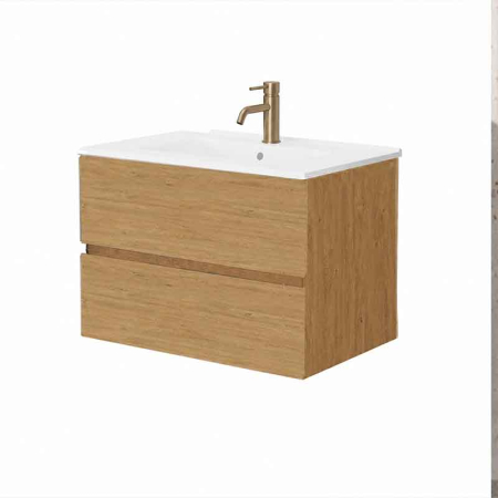 Baie - Mobilier lavoar suspendat Fluminia Genova 80, modular, 2 sertare soft close, Rovere Natural