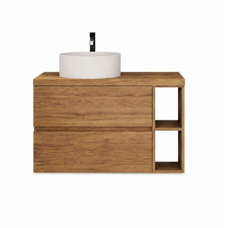 Mobilier lavoar suspendat Fluminia Genova 80, modular, 2 sertare soft close, Rovere Natural [4]
