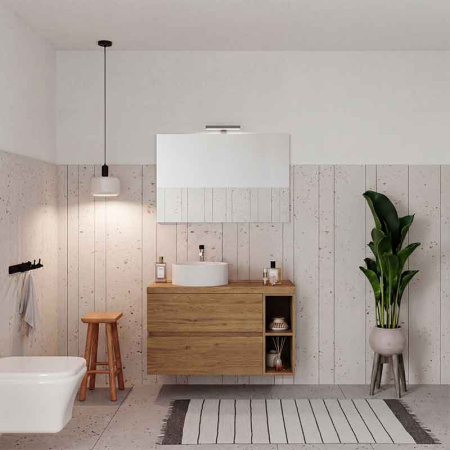 Mobilier lavoar suspendat Fluminia Genova 80, modular, 2 sertare soft close, Rovere Natural [5]