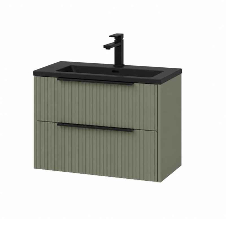 Baie - Mobilier lavoar suspendat Fluminia Istria 80, front riflat, 2 sertare soft close, salvia