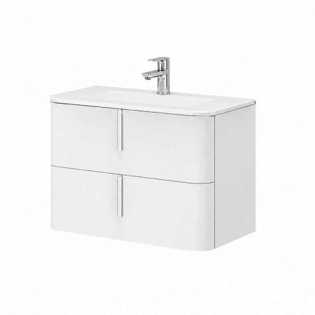 Baie - Mobilier lavoar suspendat Fluminia Pisa 80, front neted, 2 sertare soft close, alb mat