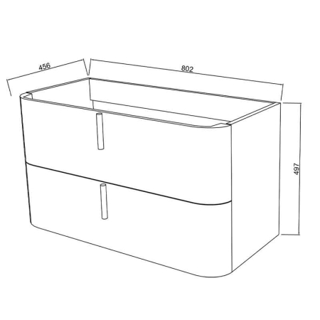 Mobilier lavoar suspendat Fluminia Pisa 80, front neted, maner negru, 2 sertare, tabacco [4]